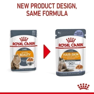 (New)Intense Beauty Pouch Jelly [12ซอง] อาหารเปียกแมวโตดูแลผิวหนังและเส้นขน อายุ12เดือนขึ้นไป(Wet Cat Food, โรยัล คานิน)