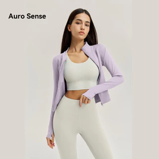 Auro Sense เสื้อรัดรูปแขนยาวออกกำลังกายเสื้อแจ็คเก็ตโยคะกันแดด แขนยาว สำหรับผู้หญิง ระบายอากาศดี ป้องกันรังสียูวี UPF50