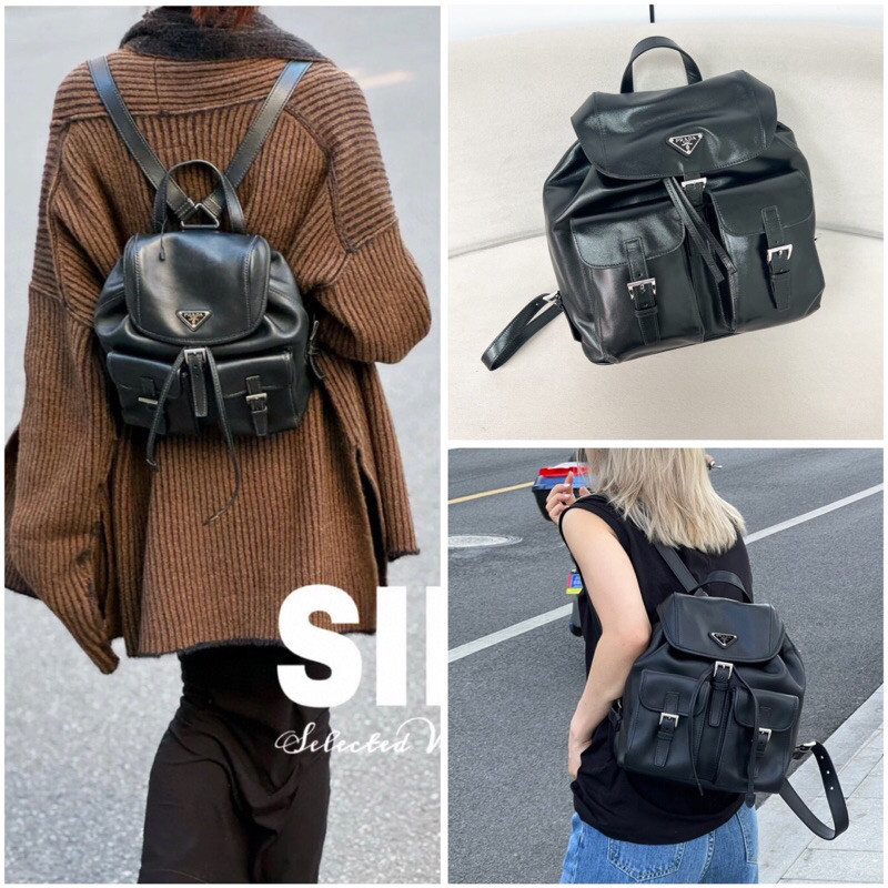 Pre order ราคา9900 Prada ปราดา 1BZ811 Backpack หนังแท้ กระเป๋าเป้ Size30*32*15cm