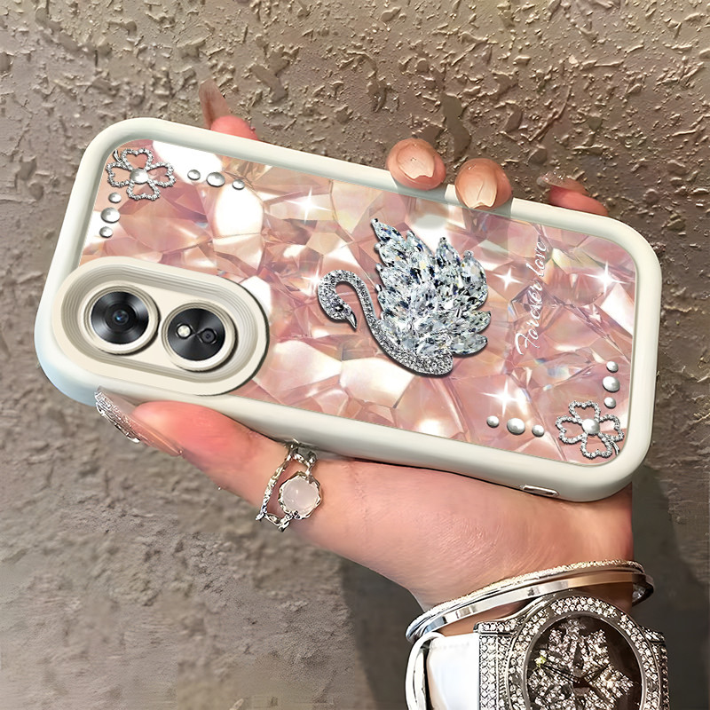 เคสสำหรับ OPPO A17 OPPO A17K เคสป้องกันหรูหรากันกระแทกเคสซิลิโคนซิลิโคนโทรศัพท์หงส์