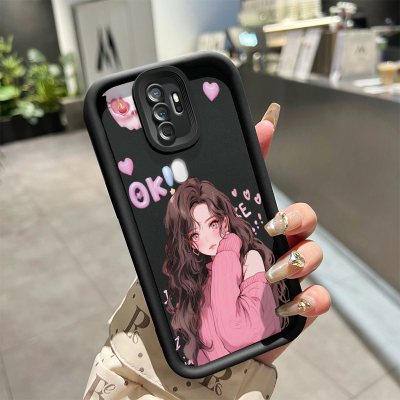 เคสสำหรับ OPPO A5 2020 OPPO A9 2020 เคสโทรศัพท์สาวน่ารักพร้อมเคสป้องกันดูดซับแรงกระแทกทำจากซิลิโคนอ่อนนุ่ม