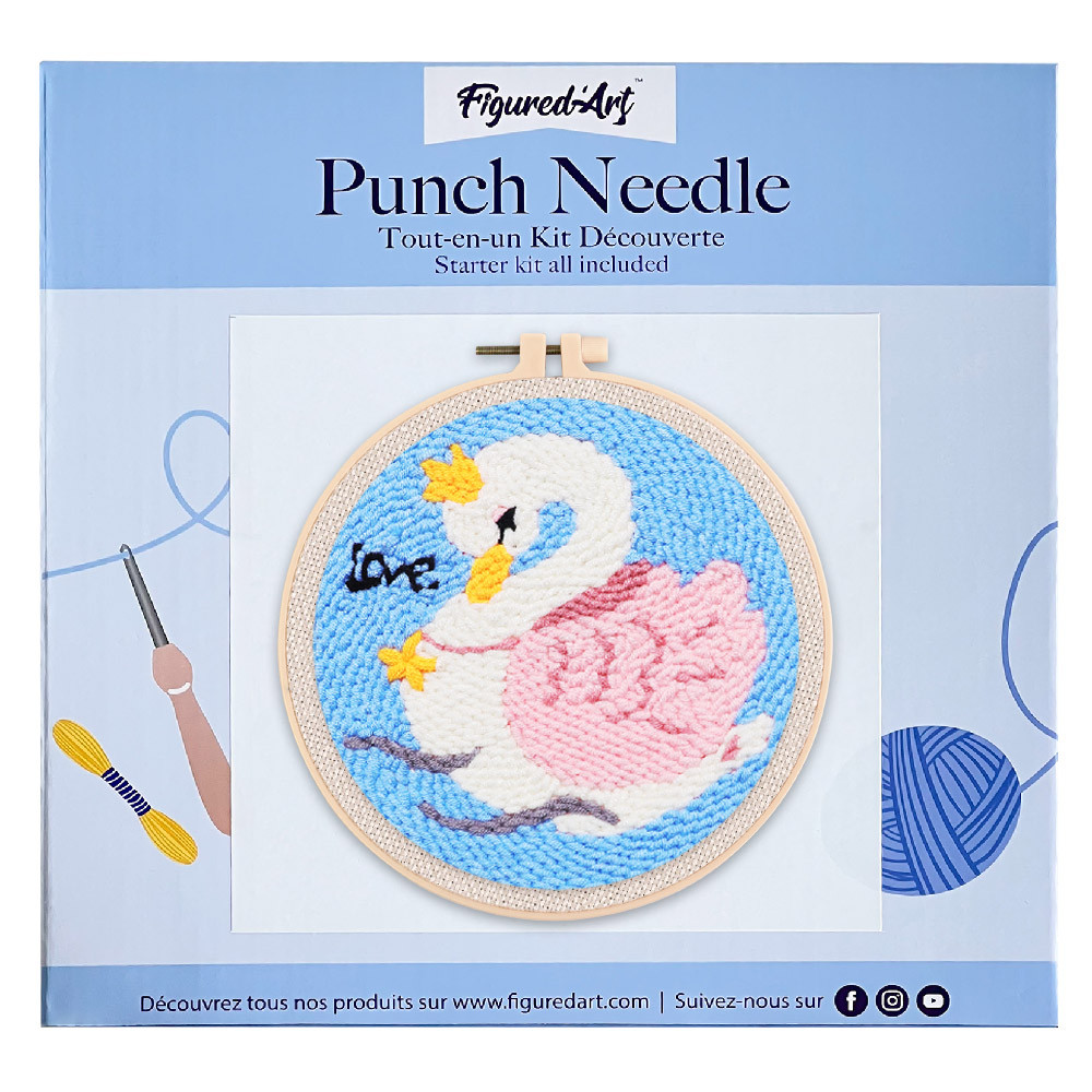 [พร้อมส่งจากไทย] Figured'Art ชุดปักไหมพรม Punch Needle - หงส์น่ารัก