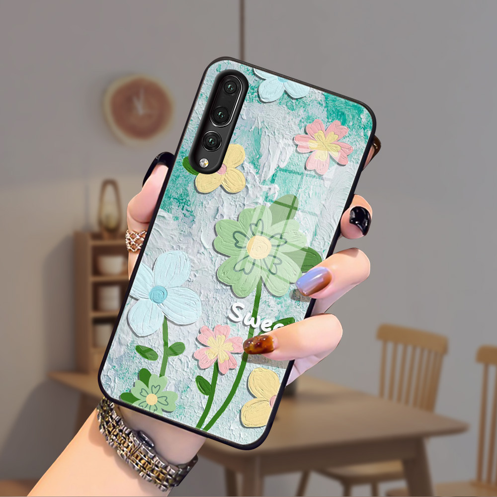 ดอกไม้ เคส กระจก huawei P20 pro P30 pro h3f2084