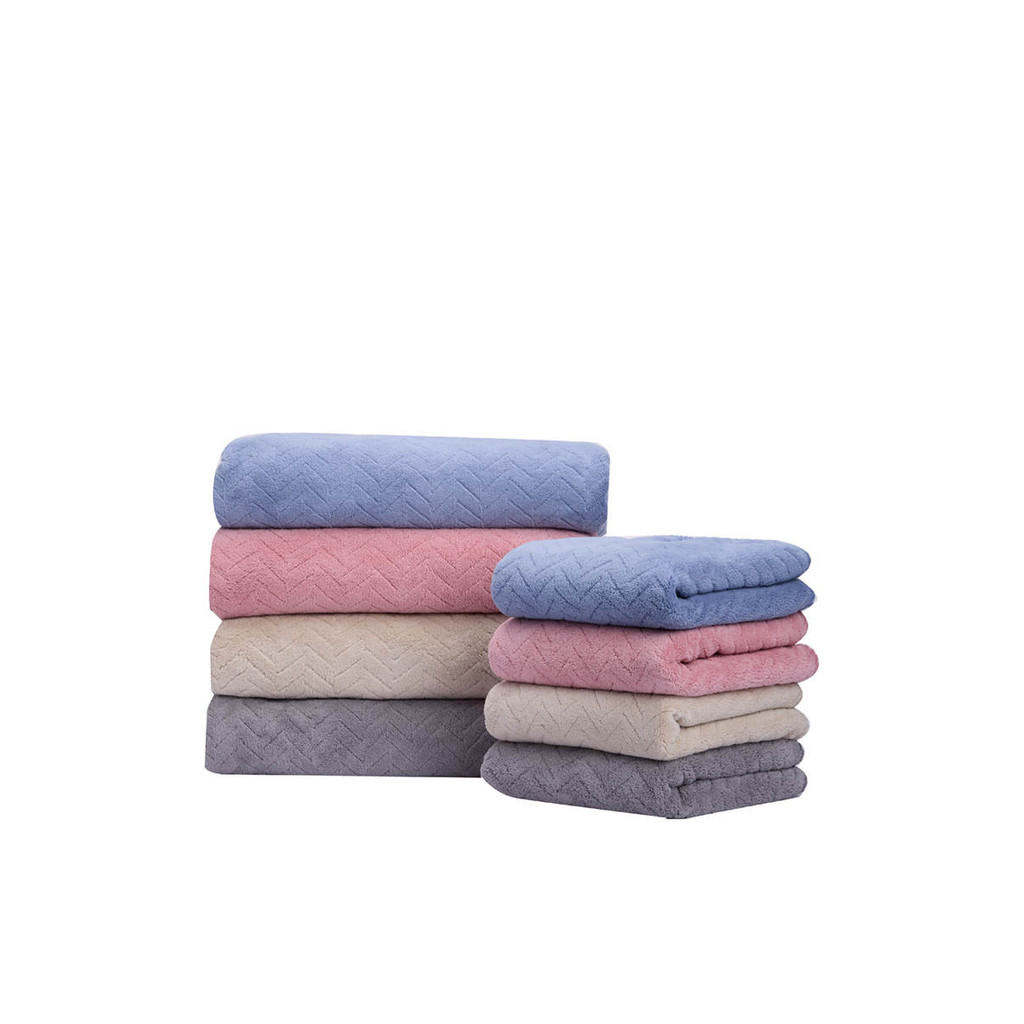 Haven ผ้าขนหนู Microfiber ดูดซับน้ำได้ดี ป้องกันเชื้อแบคทีเรีย น้ำหนักเบา แห้งเร็ว รุ่น Nano Velvet Emily Emboss
