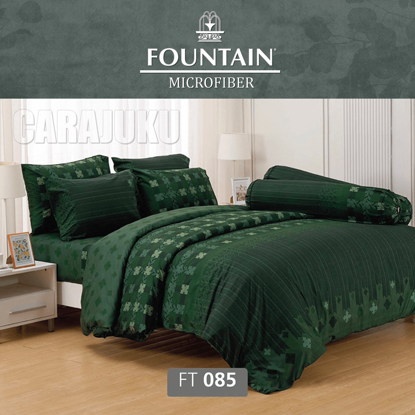 FOUNTAIN ชุดผ้าปูที่นอน 5ฟุต 6ฟุต พิมพ์ลาย Graphic FT085 สีเขียว ลิขสิทธิ์แท้ #ฟาวเท่น กราฟฟิก