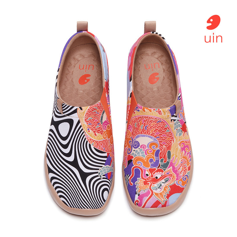 UIN Toledo I Womens Art Painted Travel Shoes Slip On Loafers Comfort รองเท้าผ้าใบน้ําหนักเบา