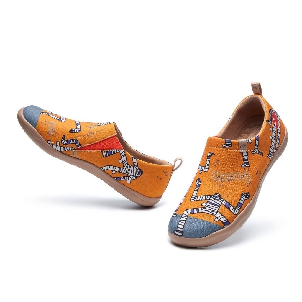 UIN ผู ้ หญิงแฟชั ่ นอียิปต ์ Journey รองเท ้ าผ ้ าใบทาสีผ ้ าใบ Slip-On รองเท ้ าเดินทางสุภาพสตรี