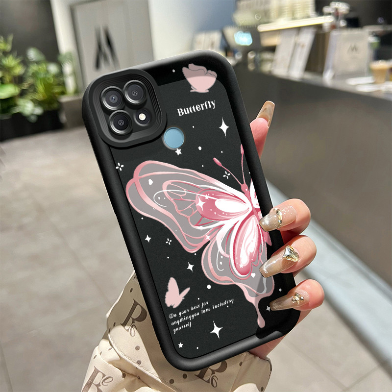เคสสำหรับ OPPO A15 A15s A35 เคสป้องกันการกระแทกเคสซิลิโคนซิลิโคนโทรศัพท์ผีเสื้อที่สวยงาม