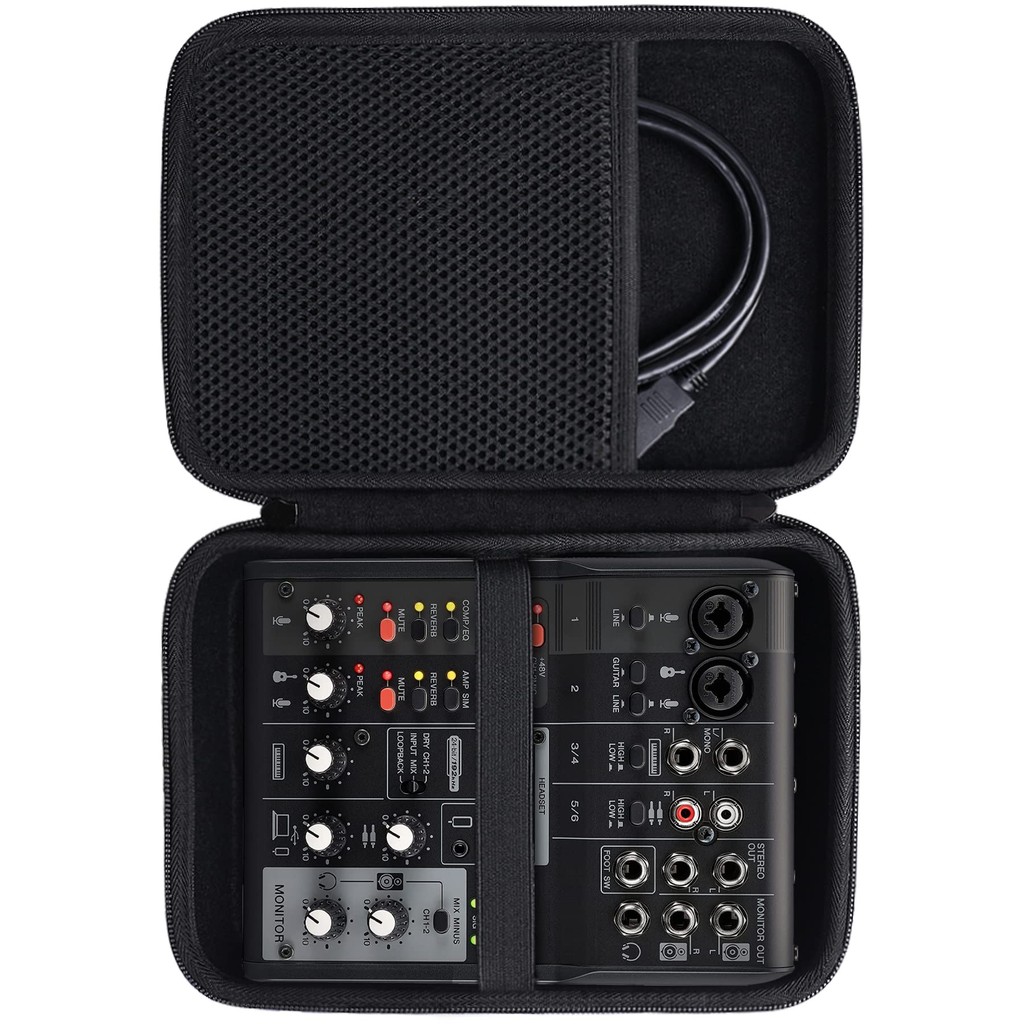 Khanka Storage Case Compatible Yamaha AG06/AG06MK2 Webcasting Mixer Audio Interface ‎Black for AG06/