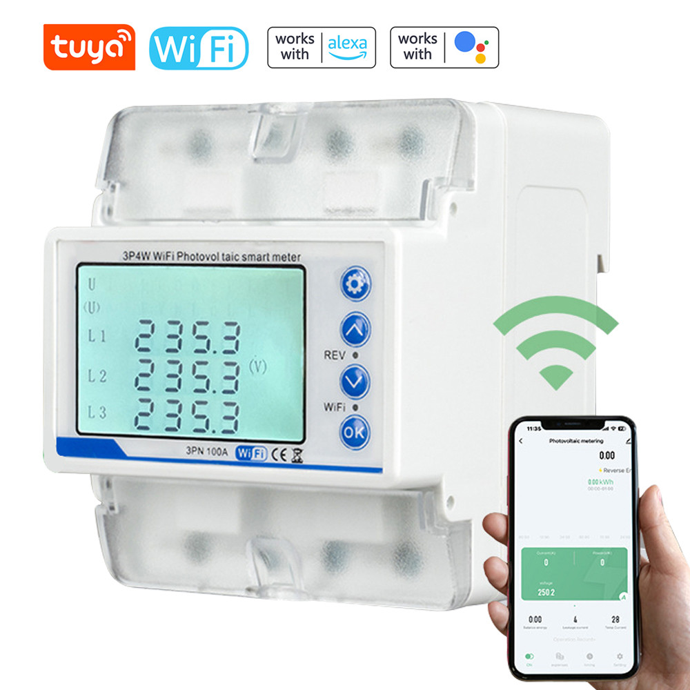 Tuya WiFi 3P4W Photovoltaic Meter Three Phase Reclosure Switch Intelligent