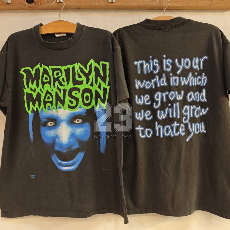 [ 23 ] MARILYN MANSON This is your world Bio Washed เสื้อวินเทจ เสื้อทัวร์ วงร๊อค vintage shirt