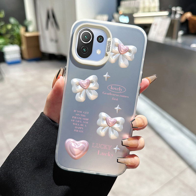 เคสสำหรับ Xiaomi 11 Lite 4G 11 Lite 5G NE เคสป้องกันเคสมือถือโปร่งแสงรูปโบว์ของเด็กผู้หญิงเคสแข็ง
