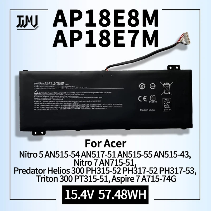 แบตเตอรี่ AP18E8M AP18E7M สำหรับ Acer PH315-52 PH315-53 PH317-53 AN515-44 AN517-51 AN515-54 AN515-43