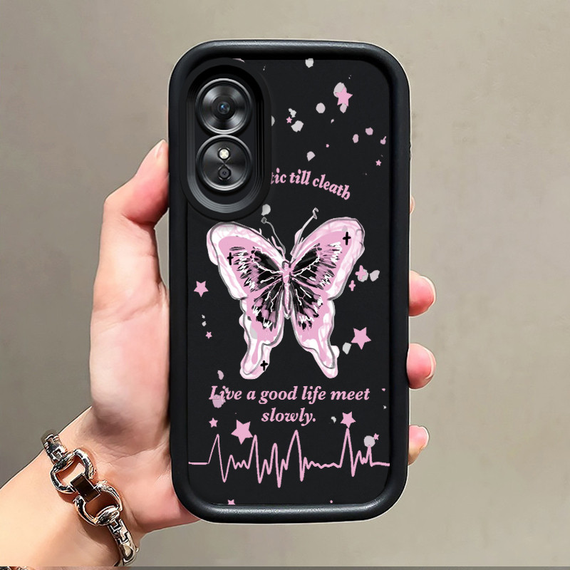 เคสสำหรับ OPPO A17 OPPO A17K เคสโทรศัพท์ผีเสื้อสวยงามพร้อมกรอบเนื้อนิ่มซิลิโคนกันกระแทก