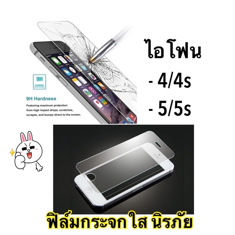พร้อมส่ง🔥ฟิล์มกระจกนิรภัย แบบใส [เต็มจอ] ใช้สำหรับ รุ่น ไอโฟน 4/4s ไอโฟน5/5s