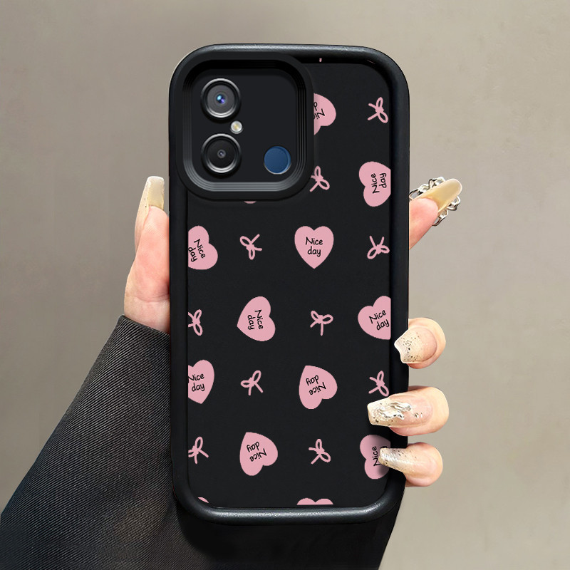 เคสสำหรับ Xiaomi Redmi 12C Redmi 11A POCO C55 เคสห่อหุ้มการออกแบบรูปหัวใจกันกระแทกแบบซิลิโคนและเคสนิ่มป้องกันการตก