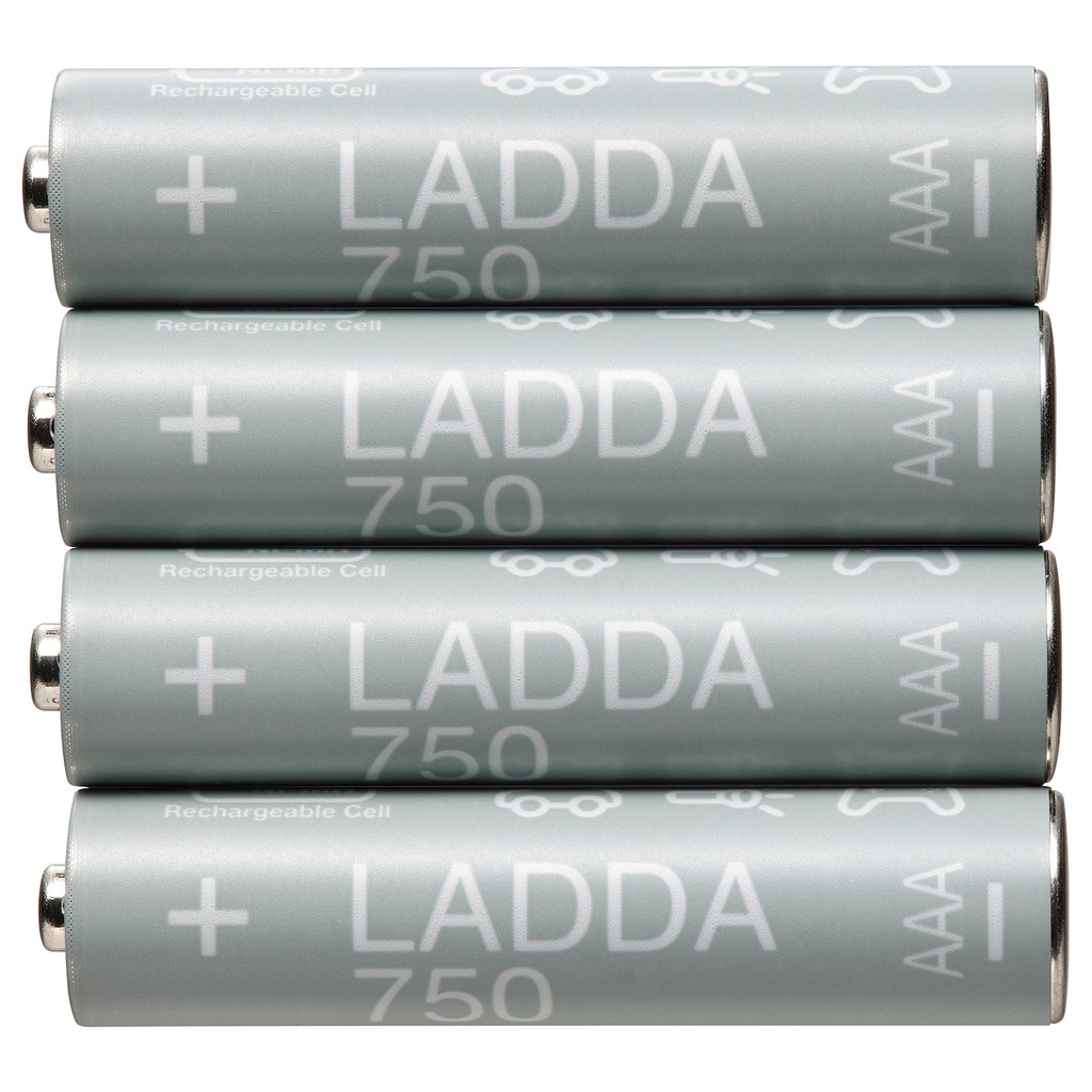 [IKEAแท้ ถามก่อนสั่ง] LADDA ลัดด้า แบตเตอรีชาร์จไฟได้, HR03 AAA 1.2V, 750mAh