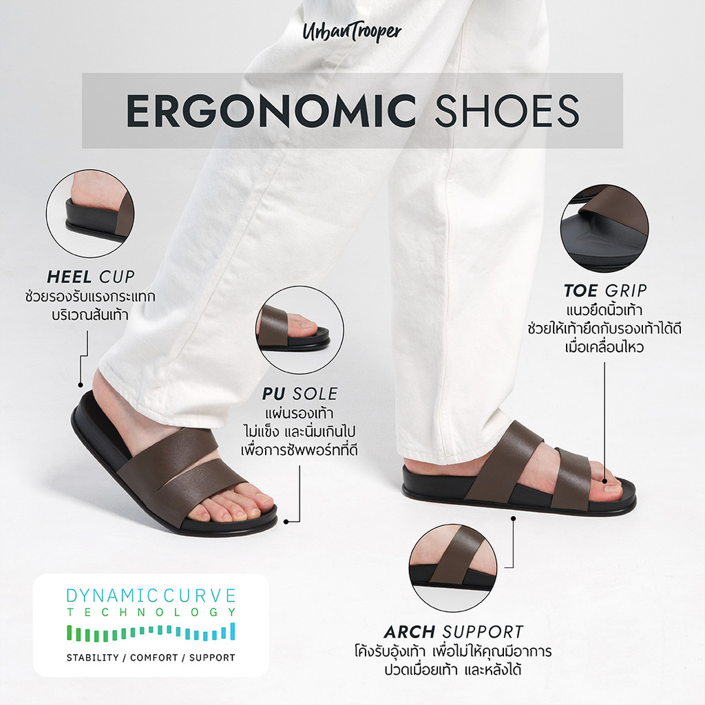 รองเท้า Urban Trooper Everyday รุ่น Original Troopers  สี Beige Brown รองเท้าเเตะ Unisex