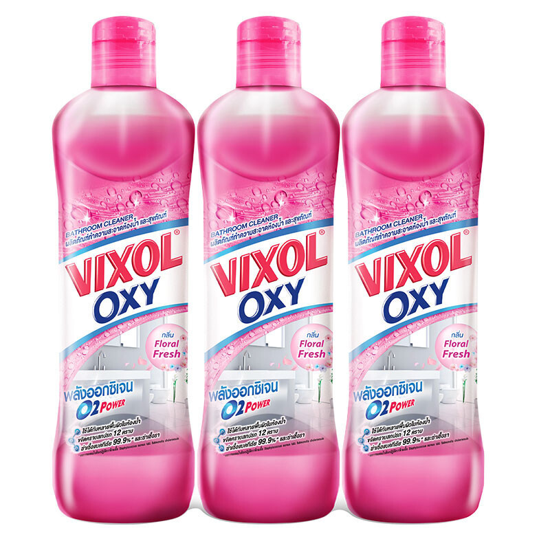 วิกซอล ออกซี่ น้ำยาล้างห้องน้ำ กลิ่นฟลอรัล เฟรช 700 มล. x 3 VIXOL Toilet Cleaner Oxy Floral Fresh 700 ml x 3