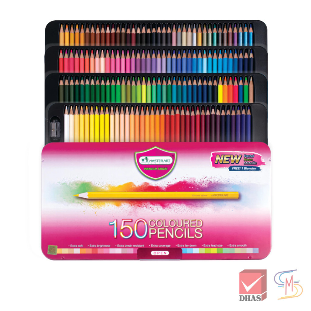 Master Art มาสเตอร์อาร์ต สีไม้ ดินสอสีไม้ แท่งยาว 150 สี รุ่นใหม่ จำนวน 1 กล่อง