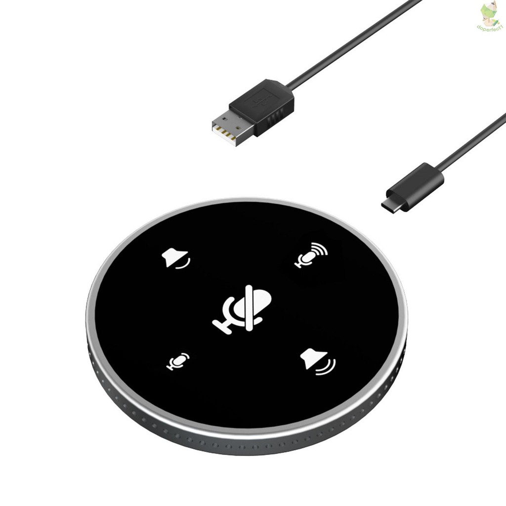 Desktop USB Conference Speakerphone Microphone Built-in Speaker 360° Omnidirectional PC Compute