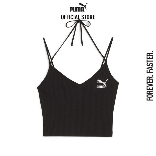 PUMA PRIME/SELECT - เสื้อครอปผ้าร่อง CLASSICS สีดำ 62425501