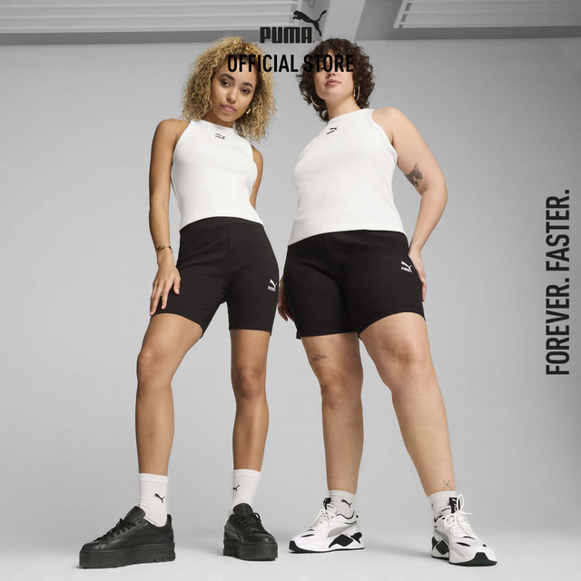 PUMA PRIME/SELECT - กางเกงขาสั้นรัดรูปผู้หญิงปลายจั๊ม CLASSICS สีดำ 62426701