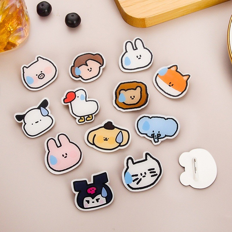 candypop Sweating Emoji เข็มกลัดอะคริลิคน่ารักการ์ตูนขนาดเล็กสัตว์ Badge DIY Hairpin อุปกรณ์เสริม