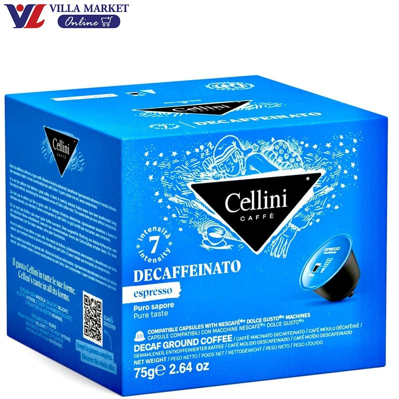 Cellini Espresso Decaffeinato Coffee Capsules 10 Capsules กาแฟแคปซูล Cellini กาแฟ กาแฟสำเร็จรูป
