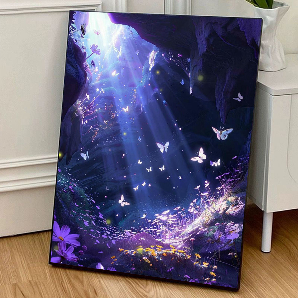 Acandyl Paint By Numbers Kit, Large Size,Tyndall effect Butterfly, กรอบ 30x40cm, ภาพวาดดิจิตอล DIY, 