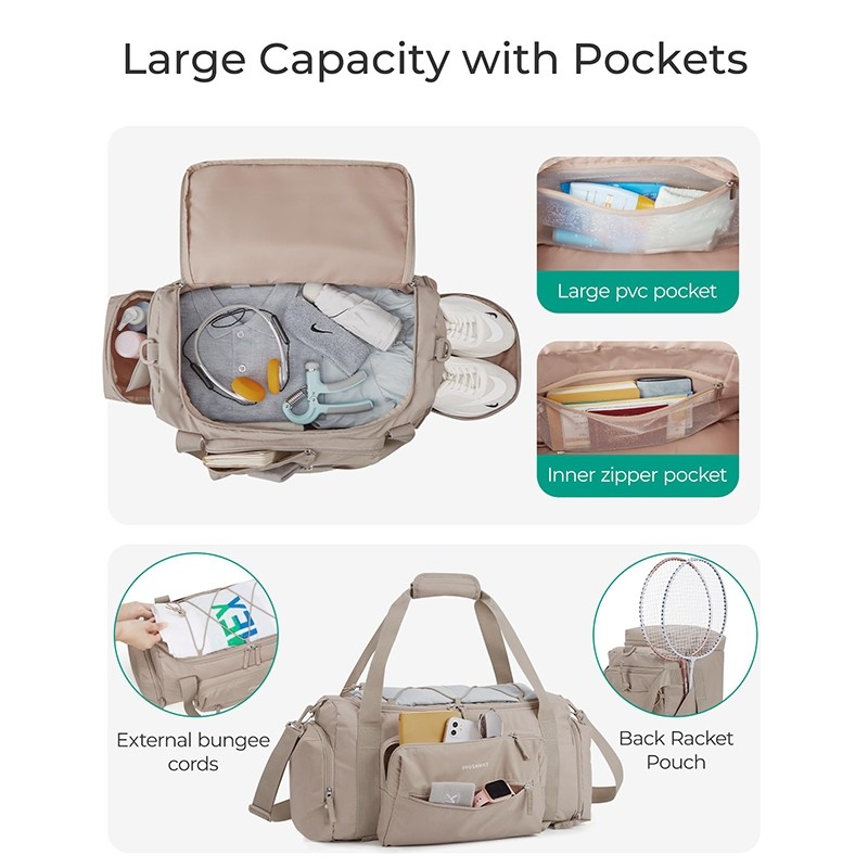 BAGSMART กระเป๋าออกกำลังกาย4-IN-1 สำหรับผู้หญิง 30Lกระเป๋าเบาสำหรับการเดินทาง กระเป๋าสัปดาห์สำหรับผู้หญิง กระเป๋าเป้สะพายหลังที่ทนน้ำ - รูปที่ 3