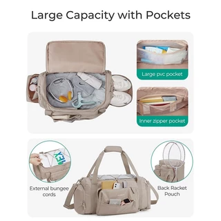 BAGSMART กระเป๋ายิมผู้หญิง 4-IN-1 30L TSA กระเป๋าเดินทางขึ้นเครื่อง กระเป๋าออกกำลังกาย ทนน้ำ มีช่องใส่รองเท้า ช่องใส่ของเปียก