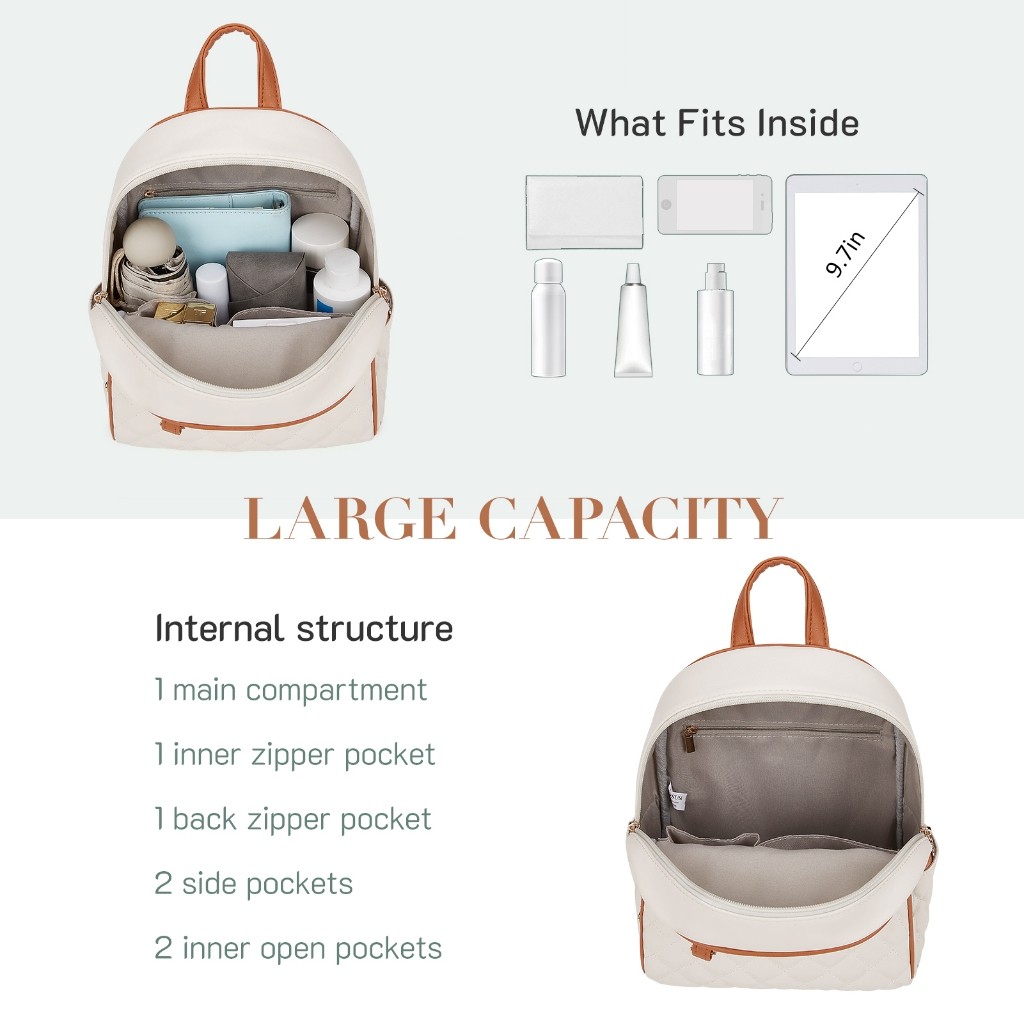 BAGSMART กระเป๋าเป้สะพายหลัง กระเป๋า อเนกประสงค์ จุของได้เยอะ แฟชั่นยอดนิยม กระเป๋าเป้สะพายหลัง หนัง Pu พิมพ์ลาย สำหรับผู้หญิง