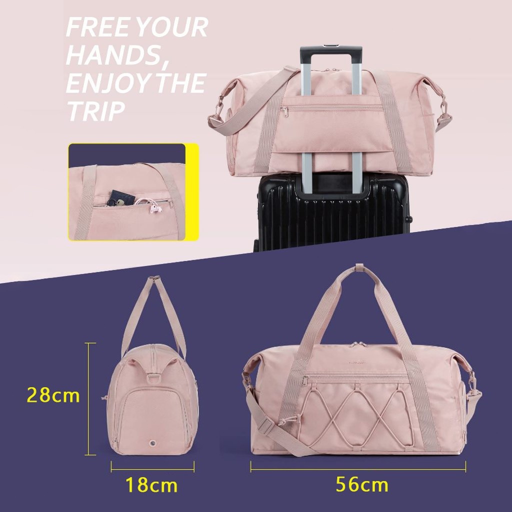 BAGSMART กระเป๋าเดินทาง ความจุขนาดใหญ่ กันน้ำ กระเป๋ายิม แยกเปียกและแห้ง กระเป๋าสะพายเดี่ยว