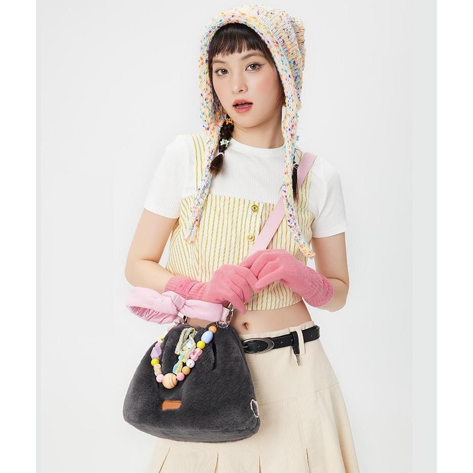 BAGSMART กระเป๋าเป้สะพายหลัง จุของได้เยอะ กระเป๋าสะพายไหล่ Plush น่ารัก Crossbody bag สําหรับผู้หญิง
