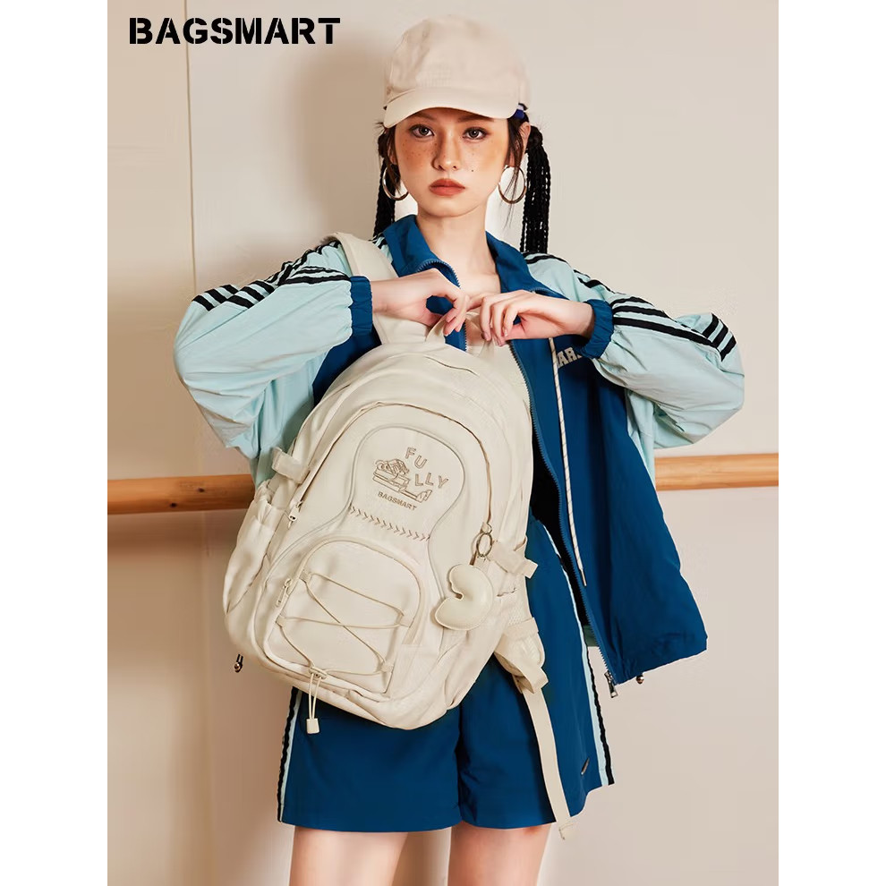 BAGSMART กระเป๋าเป้สะพายหลัง ผู้หญิงสไตล์วิทยาเขตความจุขนาดใหญ่ กระเป๋าเป้สะพายหลังคอมพิวเตอร์