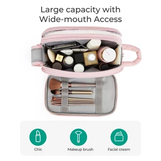 BAGSMART กระเป๋าเครื่องใช้ในห้องน้ำท่องเที่ยว กระเป๋าเก็บแต่งหน้า Puffy กระเป๋าเก็บกันน้ำแบบพกพา