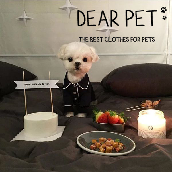 ชุดนอนสุนัขสไตล์ฝรั่งเศสชุดนอนลูกสุนัขนุ่มสบายเสื้อแมวเสื้อผ้าสัตว์เลี้ยง