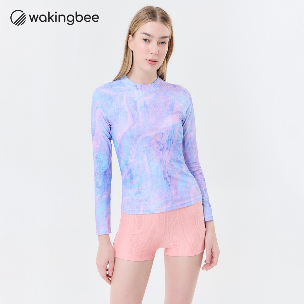 Wakingbee Reef Bratop (Tidal) เสื้อว่ายน้ำแขนยาว มีบราในตัว กันยูวี UPF50+ ผ้ายืดหยุ่นดี แห้งไว มีซิปหลัง ถอดใส่ง่าย
