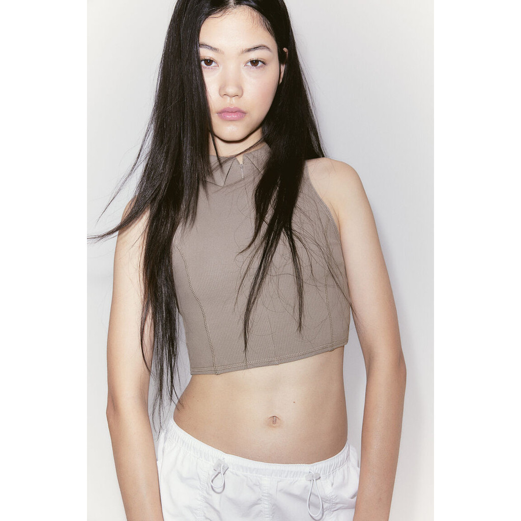 H&M Woman Collared zip-front vest top 1233601_1