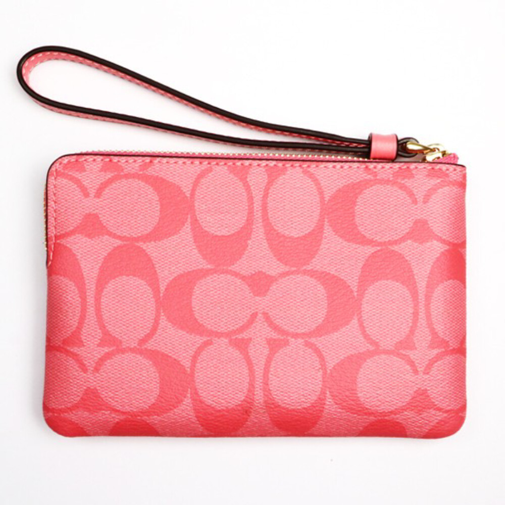 Coach กระเป๋าคล้องมือ 91178 CORNER ZIP WRISTLET IN SIGNATURE CANVAS (IMQRI) BY:Madamclassic