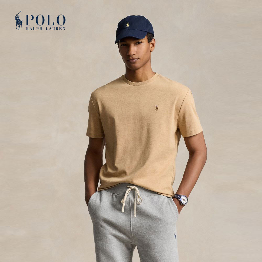 Polo Ralph Lauren เสื้อยืดผู้ชาย Custom Slim Fit Soft Cotton T-Shirt รุ่น MNPOTSH1N821947 สีเบจ