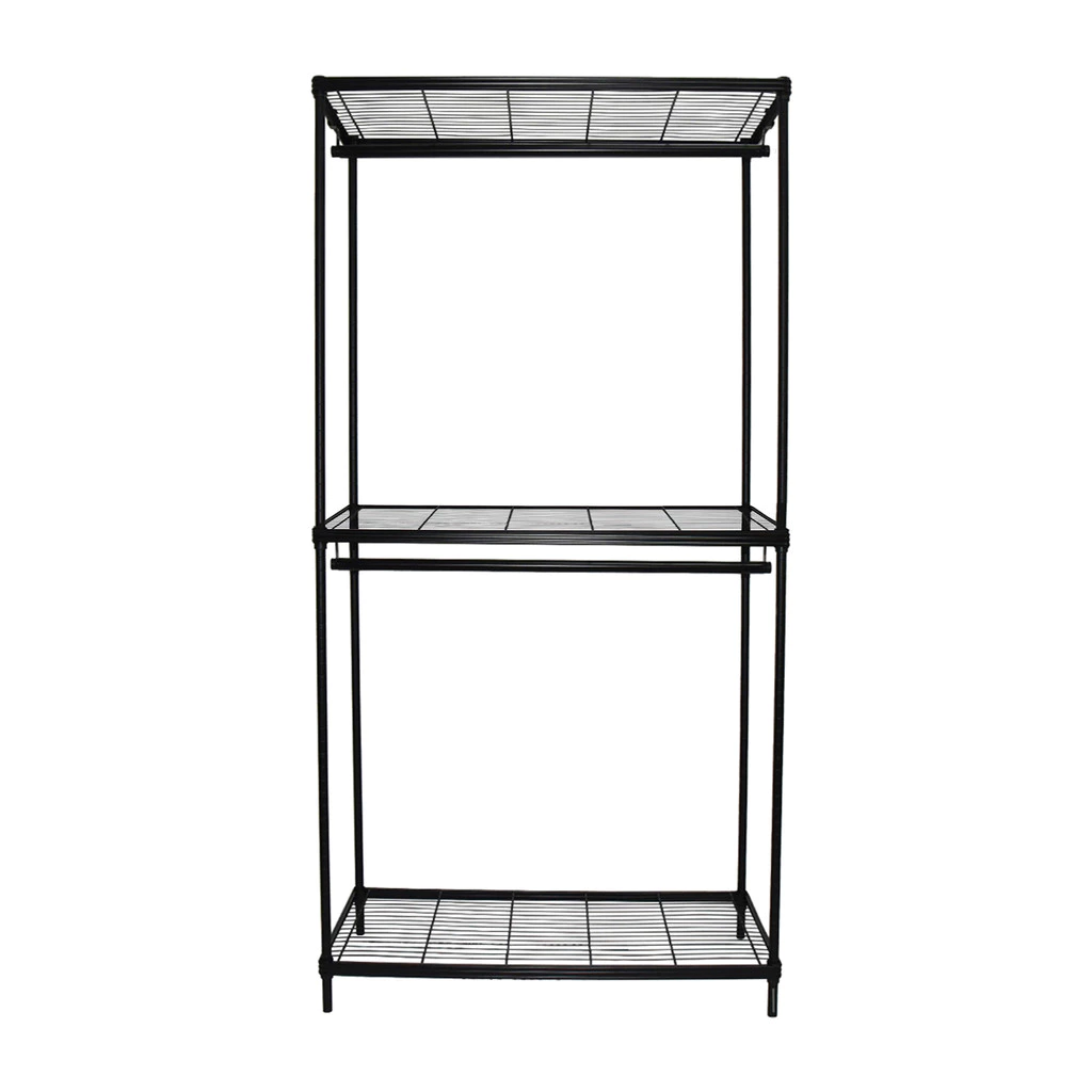 KASSA HOME ราวแขวนตั้งพื้น 2 ชั้น พร้อมชั้นวาง เหล็กพ่น รุ่น LINEAR-LN90-2-6 ขนาด 90 x 45 x 180 ซม.