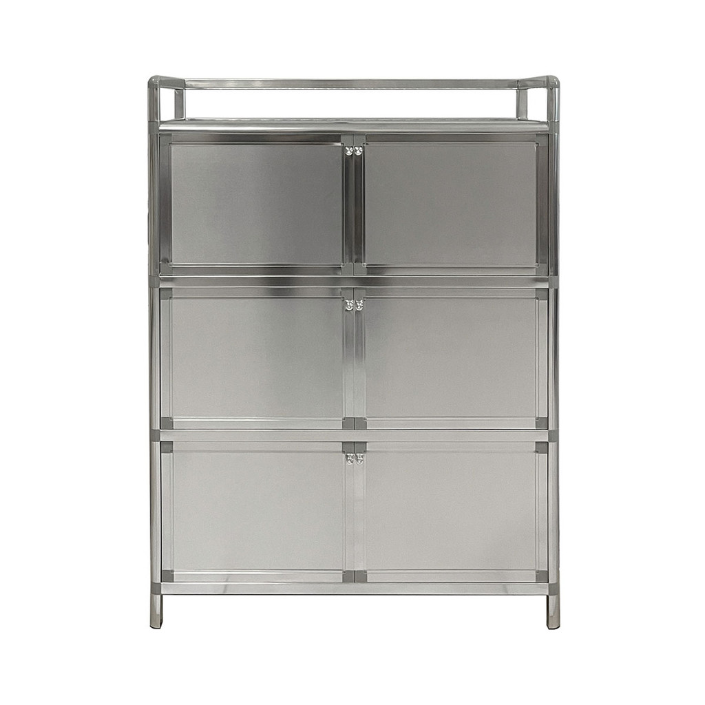 ZAGIO ตู้กับข้าว 6 บานเปิด รุ่น 6Y02AT ขนาด 82 x 38 x 110 ซม. สีเงิน