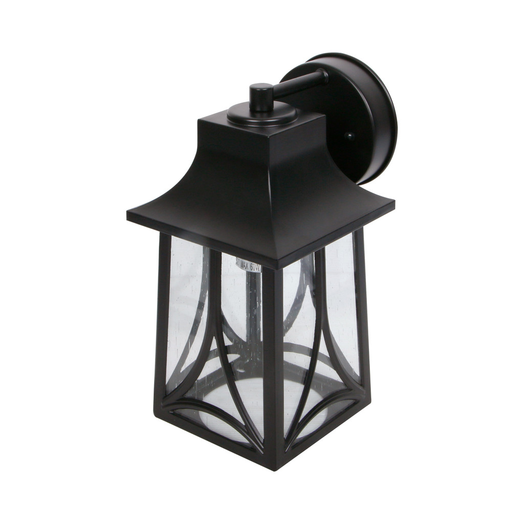 LUZINO โคมไฟกิ่งภายนอก (1xE27)  FOURSQUARE MAN รุ่น 0314-WD(BK) ขนาด 16.5 x 18.5 x 28.5 ซม. สีดำ