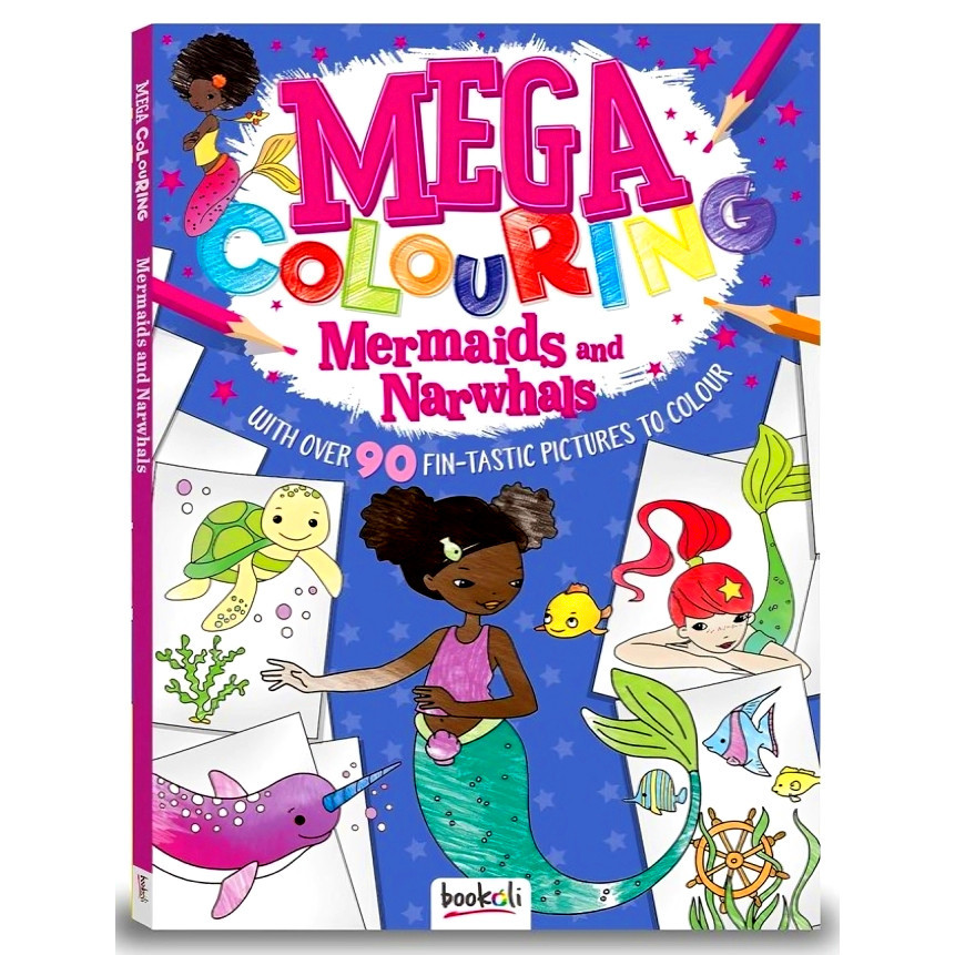 BBW หนังสือ MEGA COLOURING: MERMAIDS AND NARWHALS ISBN: 9781787728806