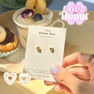 ต่างหู Love Donut earrings ก้านเงินแท้ S925 - TheGreenBox
