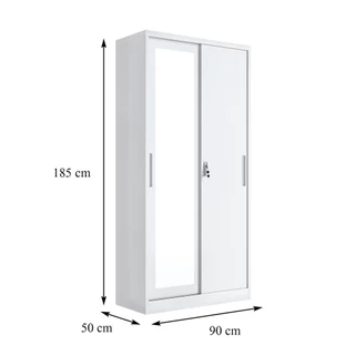 FURDINI ตู้เสื้อผ้าเหล็ก 2 บานเลื่อน KULLEN FYD-G009 สีขาว จัดส่งโดย HomePro