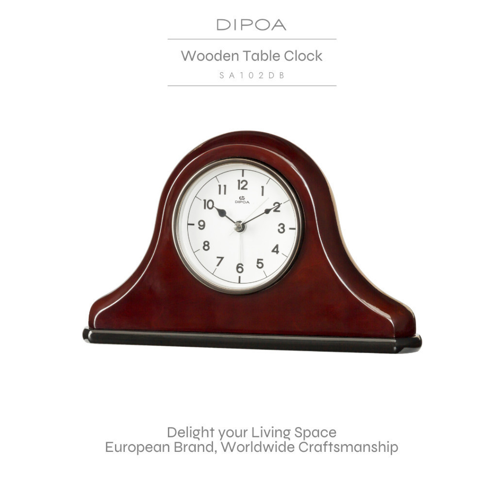 DIPOA Wooden Table Clock (SA102DB) นาฬิกาปลุกไม้ ตั้งโต๊ะ วินเทจ