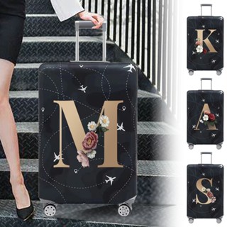 กระเป๋าเดินทางฝาครอบป้องกันสีทองชุดตัวอักษรสีดำสวมใส่ผ้าทนทา…